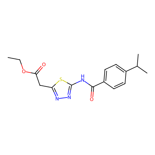 ethyl 2-(5-(4-isopropylbenzamido)-1,3,4-thiadiazol-2-yl)acetate structure