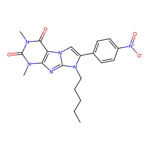 1,3-dimethyl-7-(4-nitrophenyl)-8-pentyl-1H-imidazo[2,1-f]purine-2,4(3H,8H)-dione structure