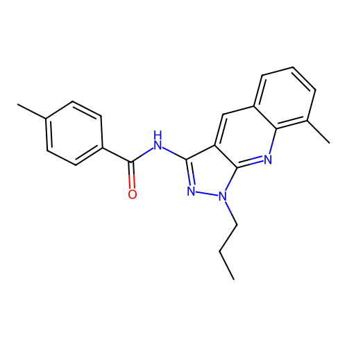 4-methyl-N-(8-methyl-1-propylpyrazolo[3,4-b]quinolin-3-yl)benzamide structure