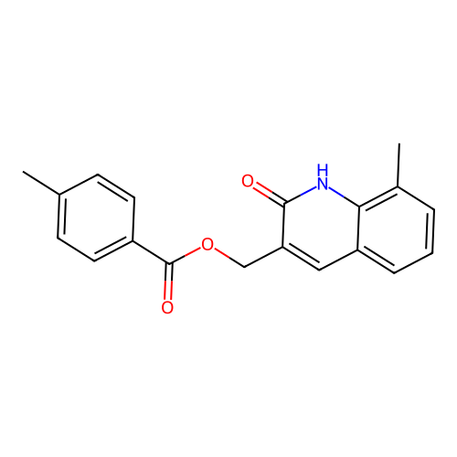 (8-methyl-2-oxo-1H-quinolin-3-yl)methyl 4-methylbenzoate structure