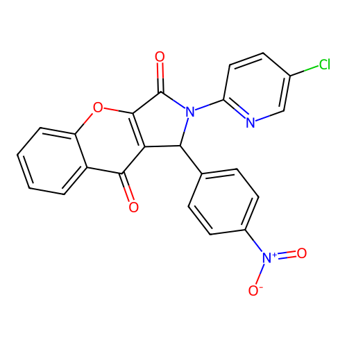 2-(5-chloropyridin-2-yl)-1-(4-nitrophenyl)-1,2-dihydrochromeno[2,3-c]pyrrole-3,9-dione structure