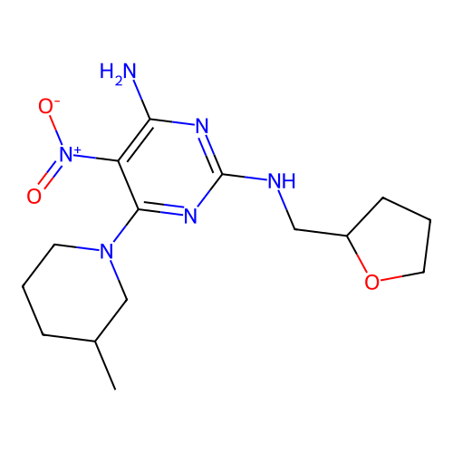 [4-Amino-6-(3-methylpiperidyl)-5-nitropyrimidin-2-yl](oxolan-2-ylmethyl)amine structure