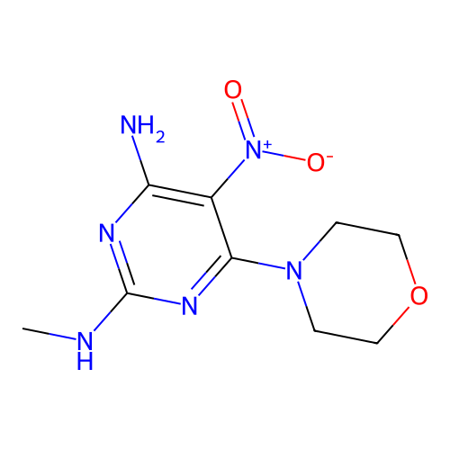 N~2~-methyl-6-(morpholin-4-yl)-5-nitropyrimidine-2,4-diamine structure