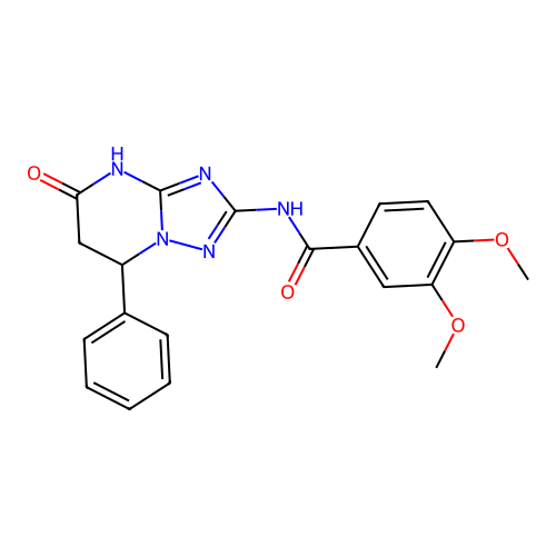 3,4-dimethoxy-N-(5-oxo-7-phenyl-3,5,6,7-tetrahydro[1,2,4]triazolo[1,5-a]pyrimidin-2-yl)benzamide structure