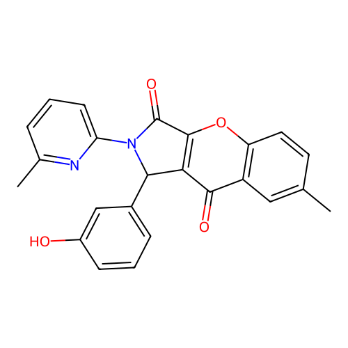 1-(3-hydroxyphenyl)-7-methyl-2-(6-methylpyridin-2-yl)-1,2-dihydrochromeno[2,3-c]pyrrole-3,9-dione structure