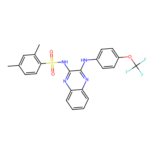 2,4-dimethyl-N-(3-((4-(trifluoromethoxy)phenyl)amino)quinoxalin-2-yl)benzenesulfonamide structure