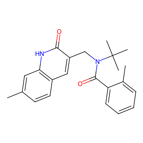 N-tert-butyl-2-methyl-N-[(7-methyl-2-oxo-1H-quinolin-3-yl)methyl]benzamide structure