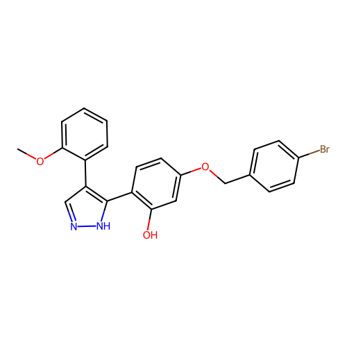 5-[(4-bromobenzyl)oxy]-2-[4-(2-methoxyphenyl)-1H-pyrazol-3-yl]phenol structure
