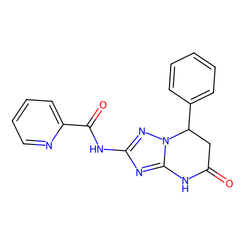 N-(5-oxo-7-phenyl-4,5,6,7-tetrahydro-[1,2,4]triazolo[1,5-a]pyrimidin-2-yl)picolinamide structure