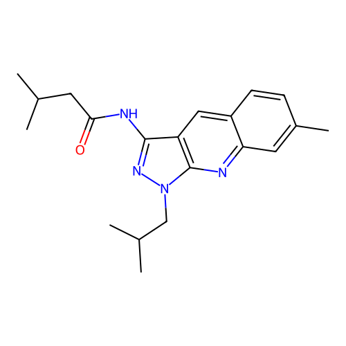 3-methyl-N-[7-methyl-1-(2-methylpropyl)pyrazolo[3,4-b]quinolin-3-yl]butanamide structure