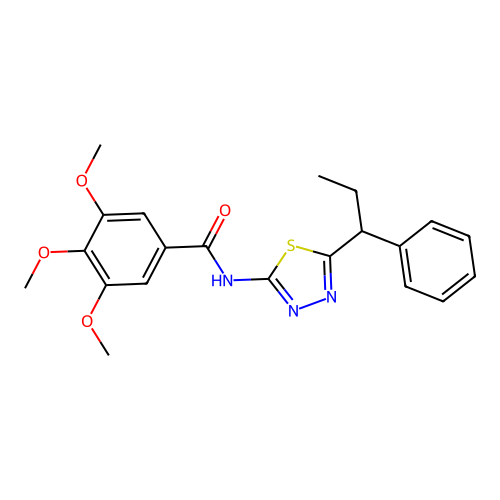 3,4,5-trimethoxy-N-(5-(1-phenylpropyl)-1,3,4-thiadiazol-2-yl)benzamide structure