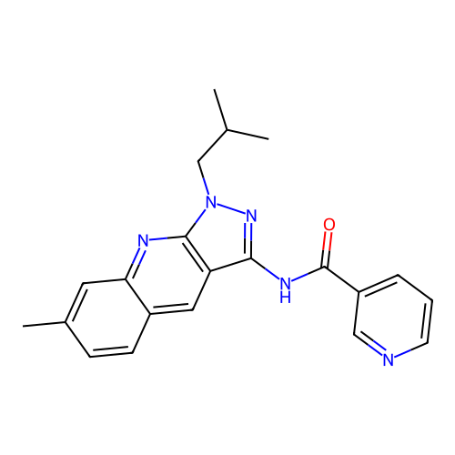 N-(1-isobutyl-7-methyl-1H-pyrazolo[3,4-b]quinolin-3-yl)nicotinamide structure
