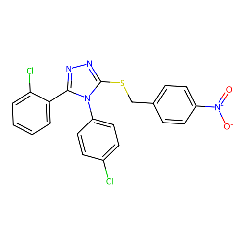 3-(2-chlorophenyl)-4-(4-chlorophenyl)-5-[(4-nitrophenyl)methylsulfanyl]-1,2,4-triazole structure