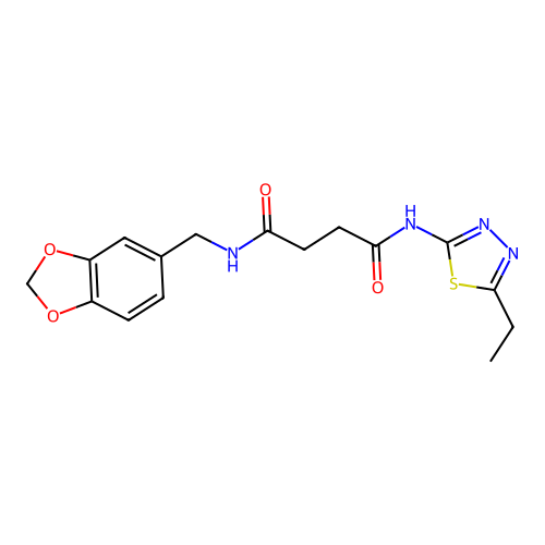 N-(1,3-benzodioxol-5-ylmethyl)-N'-(5-ethyl-1,3,4-thiadiazol-2-yl)butanediamide structure