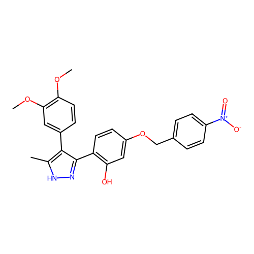 2-(4-(3,4-dimethoxyphenyl)-5-methyl-1H-pyrazol-3-yl)-5-((4-nitrobenzyl)oxy)phenol structure