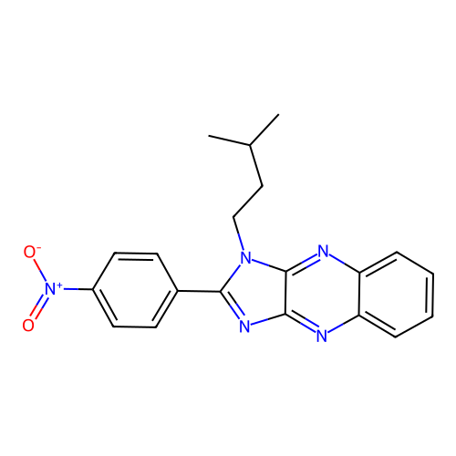 1-(3-methylbutyl)-2-(4-nitrophenyl)-1H-imidazo[4,5-b]quinoxaline structure