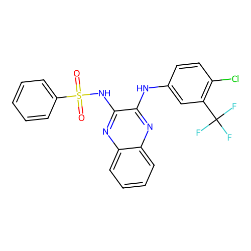 N-(3-((4-chloro-3-(trifluoromethyl)phenyl)amino)quinoxalin-2-yl)benzenesulfonamide structure