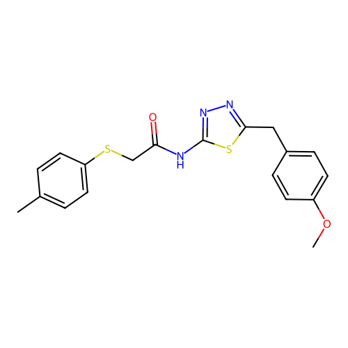 N-[5-(4-Methoxy-benzyl)-[1,3,4]thiadiazol-2-yl]-2-p-tolylsulfanyl-acetamide structure
