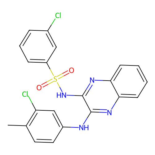 3-chloro-N-(3-((3-chloro-4-methylphenyl)amino)quinoxalin-2-yl)benzenesulfonamide structure