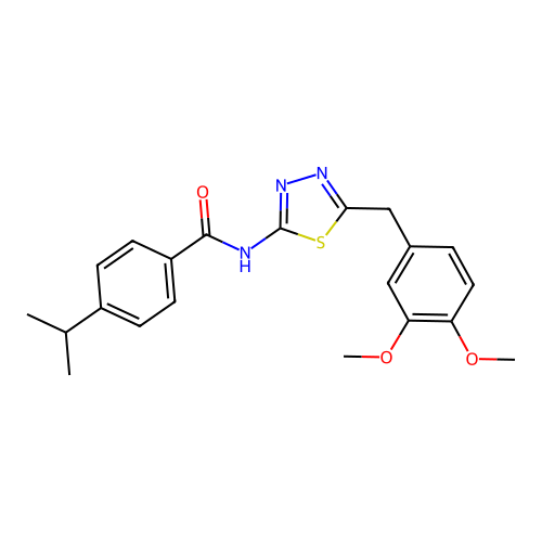 N-(5-(3,4-dimethoxybenzyl)-1,3,4-thiadiazol-2-yl)-4-isopropylbenzamide structure