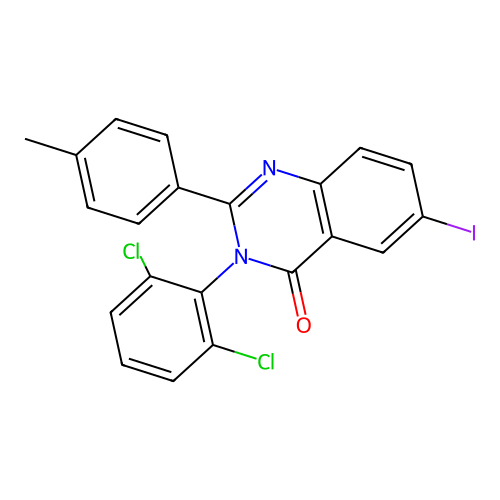 3-(2,6-dichlorophenyl)-6-iodo-2-(p-tolyl)quinazolin-4(3H)-one structure