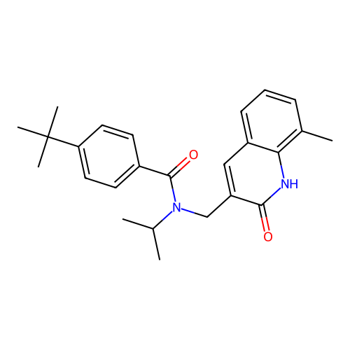 4-(tert-butyl)-N-((2-hydroxy-8-methylquinolin-3-yl)methyl)-N-isopropylbenzamide structure