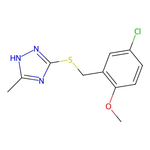 3-[(5-chloro-2-methoxybenzyl)thio]-5-methyl-4H-1,2,4-triazole structure