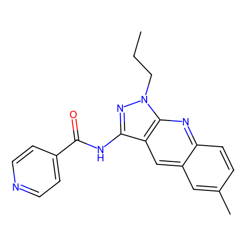 N-(6-methyl-1-propylpyrazolo[3,4-b]quinolin-3-yl)pyridine-4-carboxamide structure