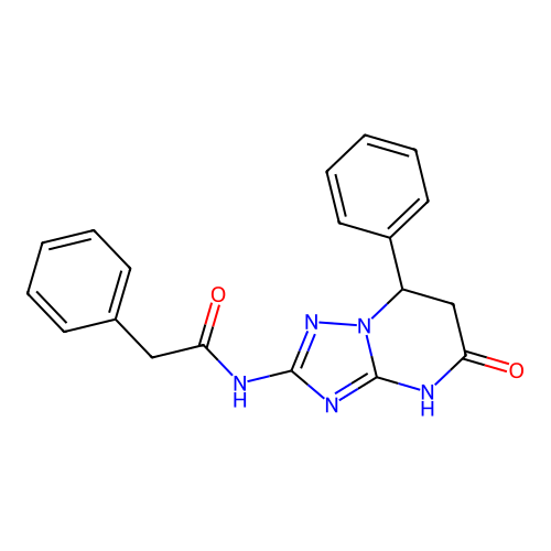 N-(5-oxo-7-phenyl-3,5,6,7-tetrahydro[1,2,4]triazolo[1,5-a]pyrimidin-2-yl)-2-phenylacetamide structure