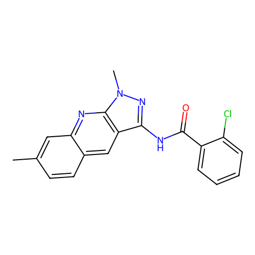 2-chloro-N-(1,7-dimethylpyrazolo[3,4-b]quinolin-3-yl)benzamide structure
