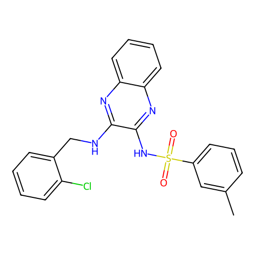 N-(3-((2-chlorobenzyl)amino)quinoxalin-2-yl)-3-methylbenzenesulfonamide structure