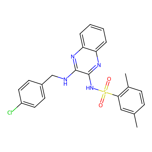 N-(3-((4-chlorobenzyl)amino)quinoxalin-2-yl)-2,5-dimethylbenzenesulfonamide structure