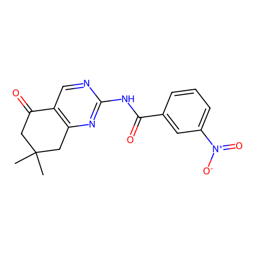 N-(7,7-dimethyl-5-oxo-5,6,7,8-tetrahydroquinazolin-2-yl)-3-nitrobenzamide structure