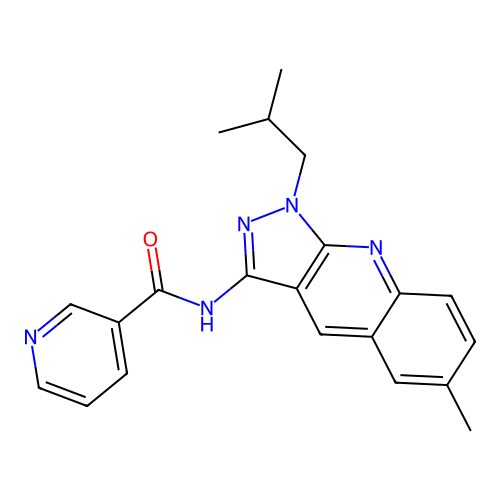 N-(1-isobutyl-6-methyl-1H-pyrazolo[3,4-b]quinolin-3-yl)nicotinamide structure