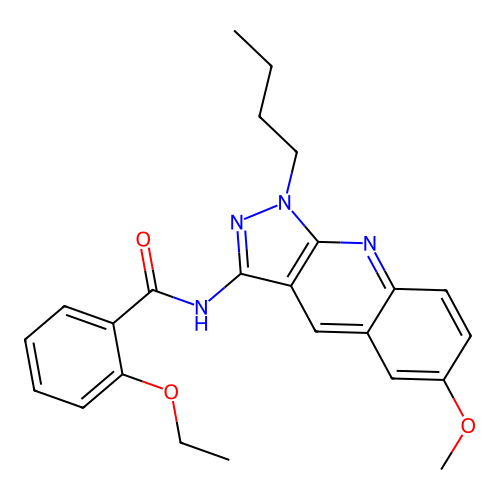 N-(1-butyl-6-methoxypyrazolo[3,4-b]quinolin-3-yl)-2-ethoxybenzamide structure