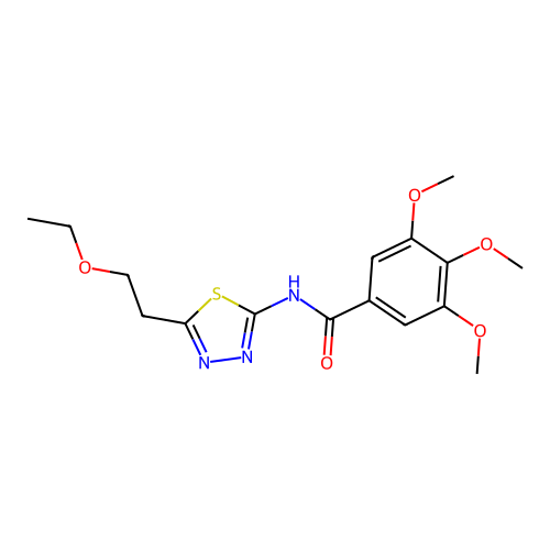 N-[5-(2-ethoxyethyl)-1,3,4-thiadiazol-2-yl]-3,4,5-trimethoxybenzamide structure