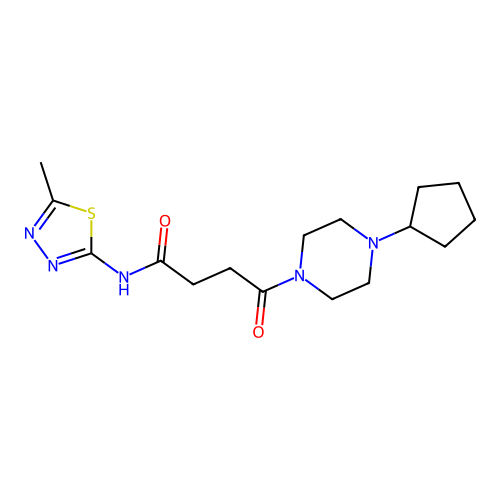 4-(4-cyclopentylpiperazin-1-yl)-N-(5-methyl-1,3,4-thiadiazol-2-yl)-4-oxobutanamide structure