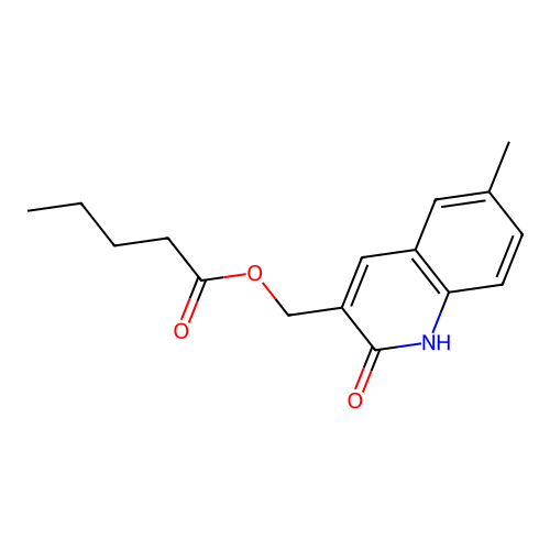 (6-methyl-2-oxo-1H-quinolin-3-yl)methyl pentanoate structure