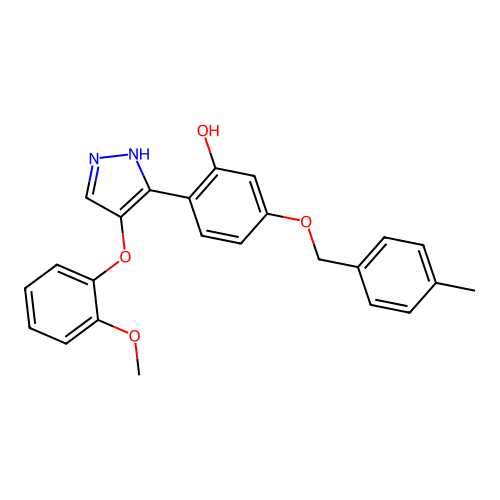 2-[4-(2-methoxyphenoxy)-1H-pyrazol-5-yl]-5-[(4-methylbenzyl)oxy]phenol structure