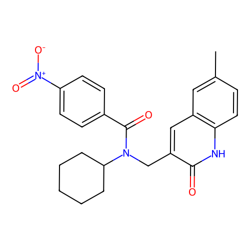 N-cyclohexyl-N-((2-hydroxy-6-methylquinolin-3-yl)methyl)-4-nitrobenzamide structure