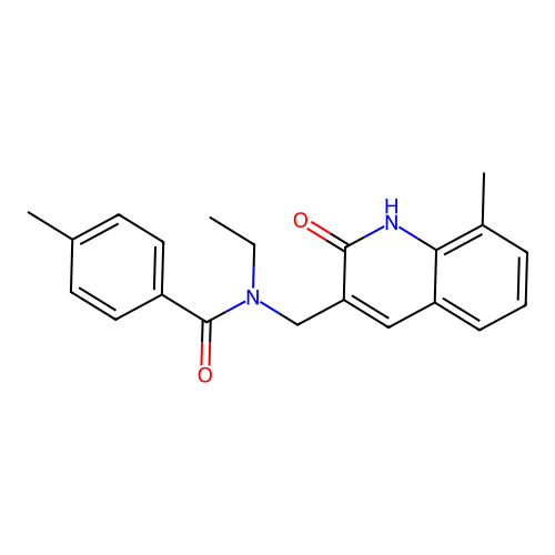 N-ethyl-4-methyl-N-[(8-methyl-2-oxo-1H-quinolin-3-yl)methyl]benzamide structure