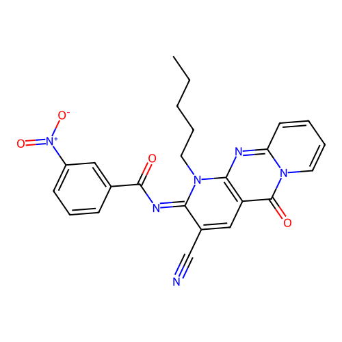 (E)-N-(3-cyano-5-oxo-1-pentyl-1H-dipyrido[1,2-a:2',3'-d]pyrimidin-2(5H)-ylidene)-3-nitrobenzamide structure