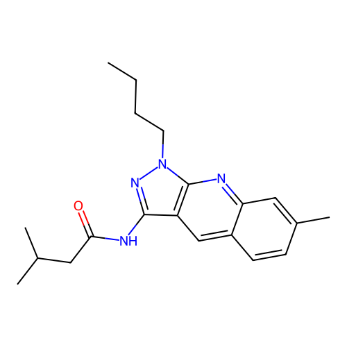 N-(1-butyl-7-methylpyrazolo[3,4-b]quinolin-3-yl)-3-methylbutanamide structure