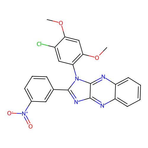 1-(5-chloro-2,4-dimethoxyphenyl)-2-(3-nitrophenyl)-1H-imidazo[4,5-b]quinoxaline structure