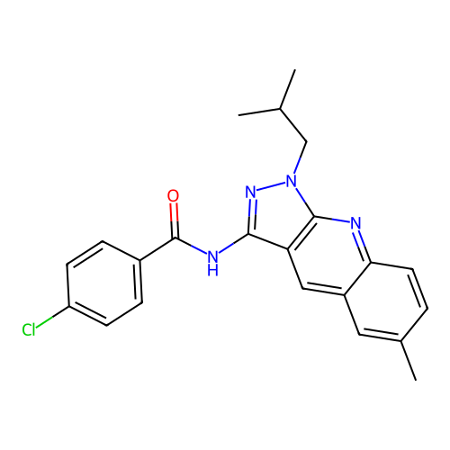 4-chloro-N-[6-methyl-1-(2-methylpropyl)pyrazolo[3,4-b]quinolin-3-yl]benzamide structure