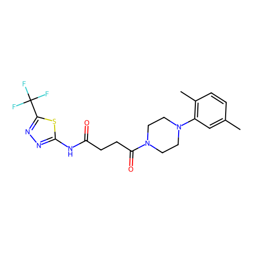 4-(4-(2,5-dimethylphenyl)piperazin-1-yl)-4-oxo-N-(5-(trifluoromethyl)-1,3,4-thiadiazol-2-yl)butanamide structure