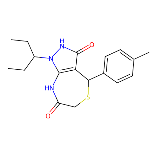 3-hydroxy-1-(pentan-3-yl)-4-(p-tolyl)-6,8-dihydro-1H-pyrazolo[3,4-e][1,4]thiazepin-7(4H)-one structure