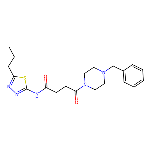 4-(4-benzylpiperazin-1-yl)-4-oxo-N-(5-propyl-1,3,4-thiadiazol-2-yl)butanamide structure