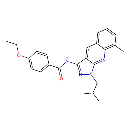 4-ethoxy-N-(1-isobutyl-8-methyl-1H-pyrazolo[3,4-b]quinolin-3-yl)benzamide structure