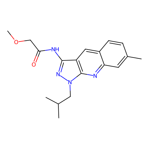 2-methoxy-N-[7-methyl-1-(2-methylpropyl)pyrazolo[3,4-b]quinolin-3-yl]acetamide structure
